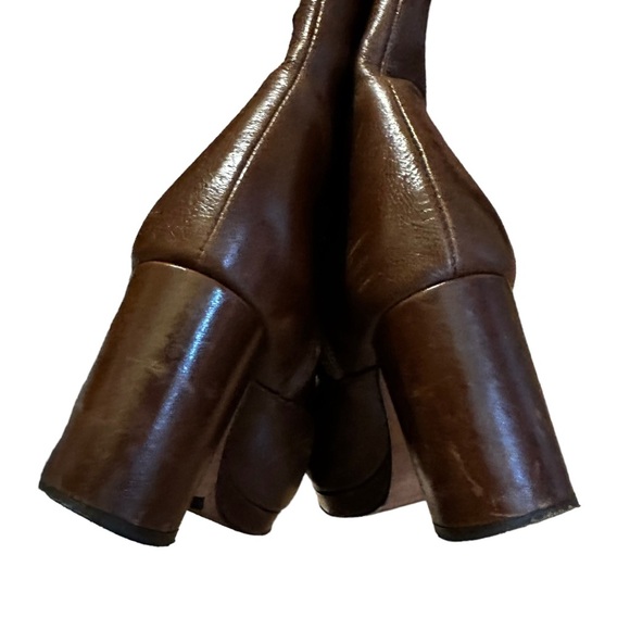 Ba&sh Chelbi Brown Leather Heeled Boots Size 37 - Picture 4 of 6